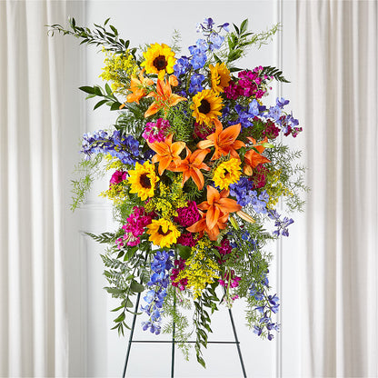 Sunlit Memories Standing Spray (Standard) –  Velvet Leaf And Stem, Las Vegas NV