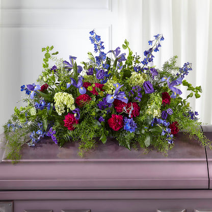 Always Treasured Casket Spray –  Velvet Leaf And Stem, Las Vegas NV