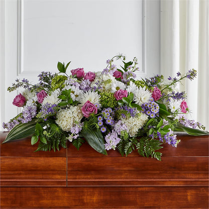 Meadows of Serenity Casket Spray –  Velvet Leaf And Stem, Las Vegas NV