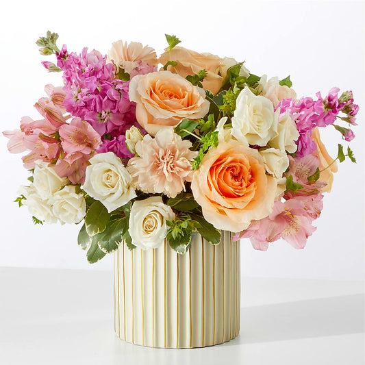 Paradise Bouquet with Ivory Vase –  Velvet Leaf And Stem, Las Vegas NV