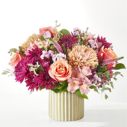 Berry Cobbler Bouquet with Ivory Vase –  Velvet Leaf And Stem, Las Vegas NV