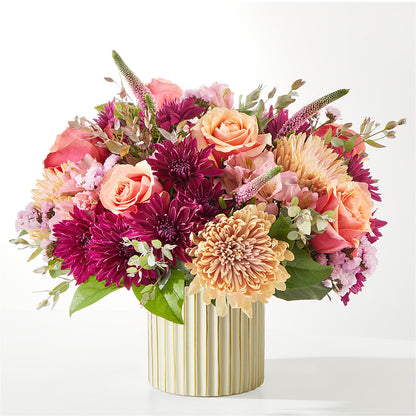 Berry Cobbler Bouquet with Ivory Vase –  Velvet Leaf And Stem, Las Vegas NV