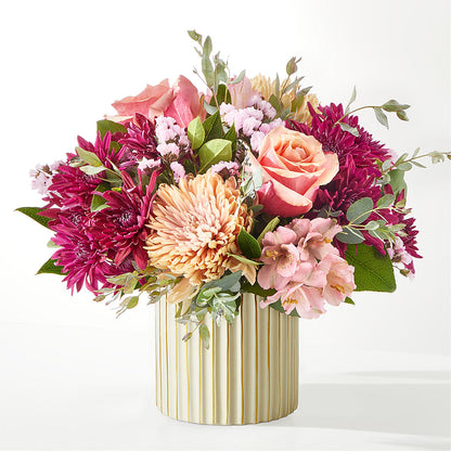 Berry Cobbler Bouquet with Ivory Vase –  Velvet Leaf And Stem, Las Vegas NV