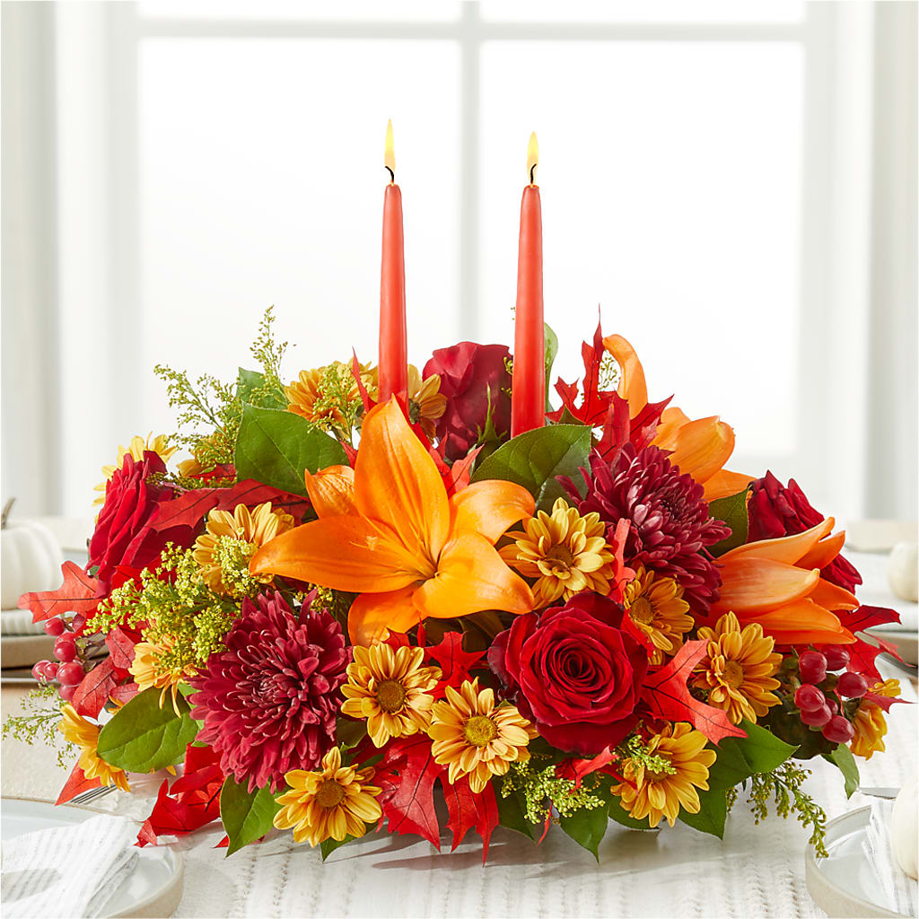 Autumn's Embrace Centerpiece –  Velvet Leaf And Stem, Las Vegas NV