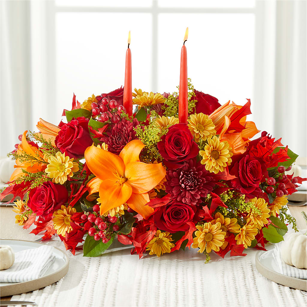 Autumn's Embrace Centerpiece –  Velvet Leaf And Stem, Las Vegas NV