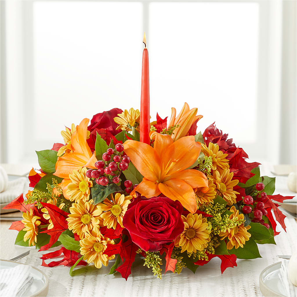 Autumn's Embrace Centerpiece –  Velvet Leaf And Stem, Las Vegas NV