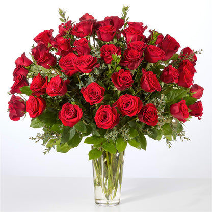 Forever Yours Fifty Stem Red Rose Bouquet –  Velvet Leaf And Stem, Las Vegas NV