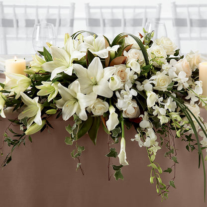 White Linen Arrangement –  Velvet Leaf And Stem, Las Vegas NV