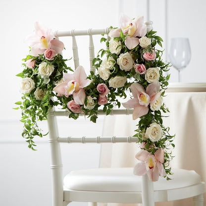 Orchid Rose Chair Décor –  Velvet Leaf And Stem, Las Vegas NV