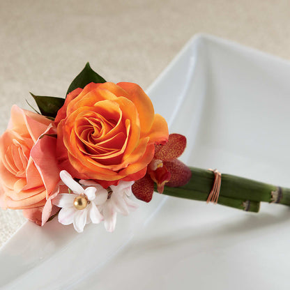 Sunset Dream Boutonniere –  Velvet Leaf And Stem, Las Vegas NV