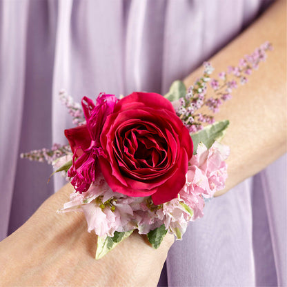 Rose Charm Corsage –  Velvet Leaf And Stem, Las Vegas NV