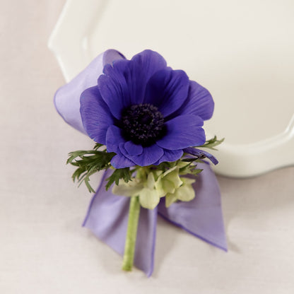 Purple Passion Boutonniere –  Velvet Leaf And Stem, Las Vegas NV