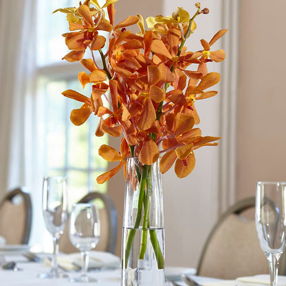 Orange Mokara Bud Vase –  Velvet Leaf And Stem, Las Vegas NV