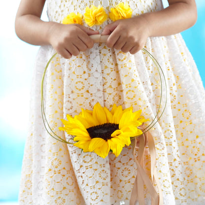 Sweet Sunshine Flower Girl Bouquet –  Velvet Leaf And Stem, Las Vegas NV