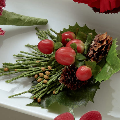 Red Berry Boutonniere –  Velvet Leaf And Stem, Las Vegas NV